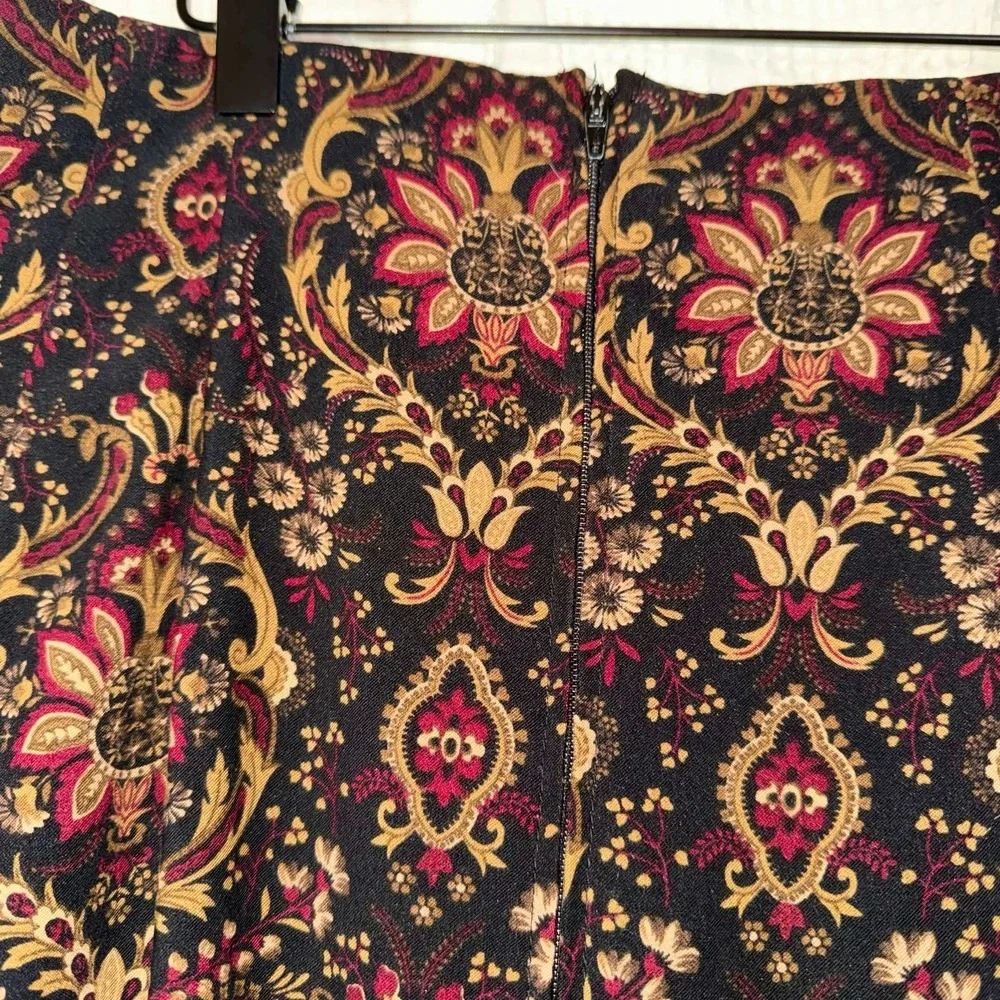 Briggs Midi Skirt Black Gold Damask Floral Boho Western Academia Earthy Fall 16
